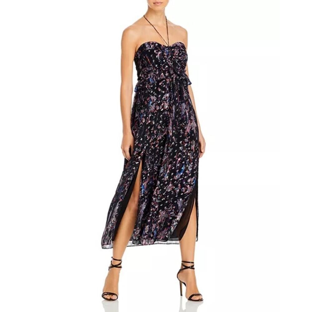 NWT IRO Somov Halter Midi Dress in Black sz FR 38 US 6